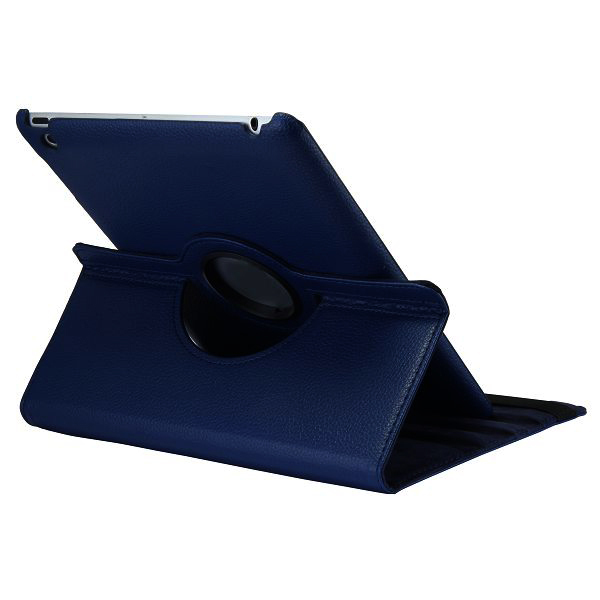 Läderfodral med roterbart ställ till iPad 2/3/4, mörkblå