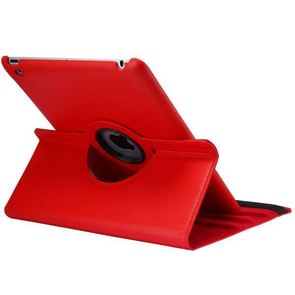 Läderfodral med roterbart ställ till iPad 2/3/4, röd