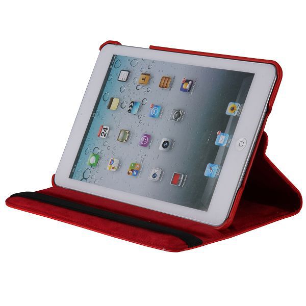 Läderfodral med roterbart ställ röd, iPad Mini/2/3