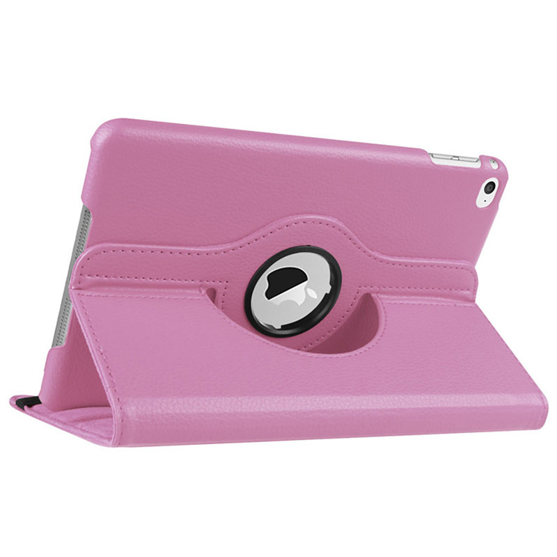 Läderfodral med roterbart ställ till iPad Mini 4/5, rosa