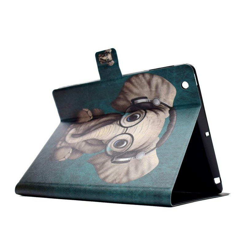 Läderfodral med ställ till iPad 2/3/4, elefant