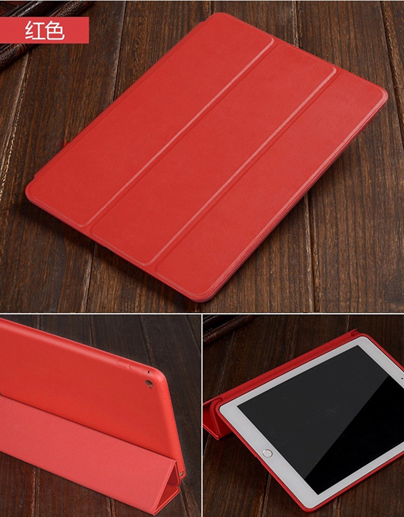Läderfodral med ställ till iPad 2/3/4, röd