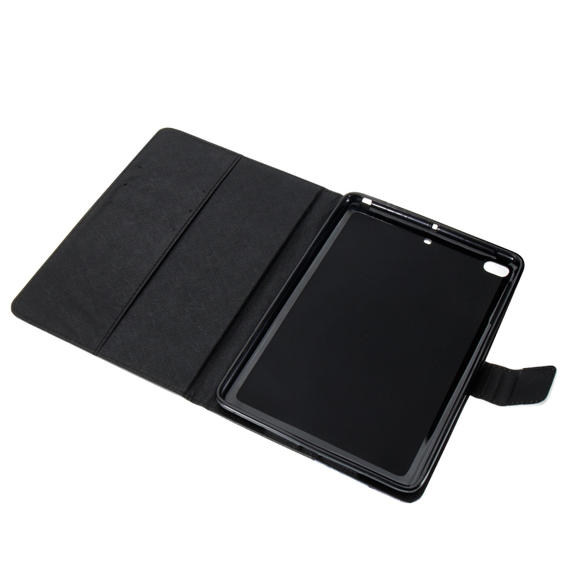 Läderfodral med ställ till iPad Mini/2/3/4, svart/guld