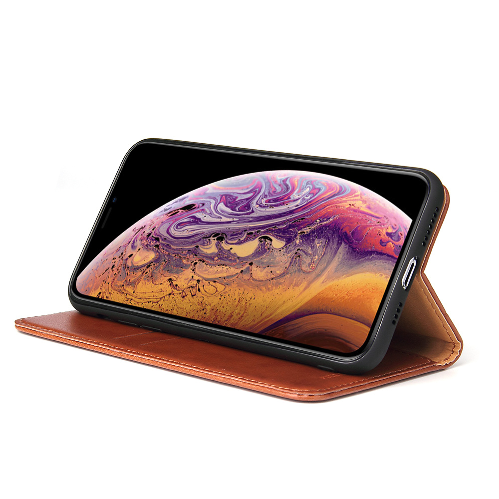 Läderfodral med ställ/kortplatser, iPhone 11 Pro Max, brun