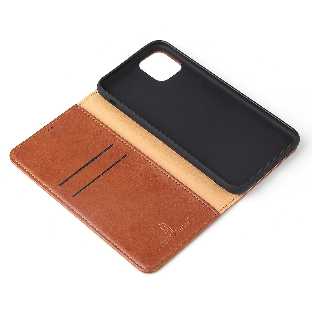 Läderfodral med ställ/kortplatser, iPhone 11 Pro Max, brun