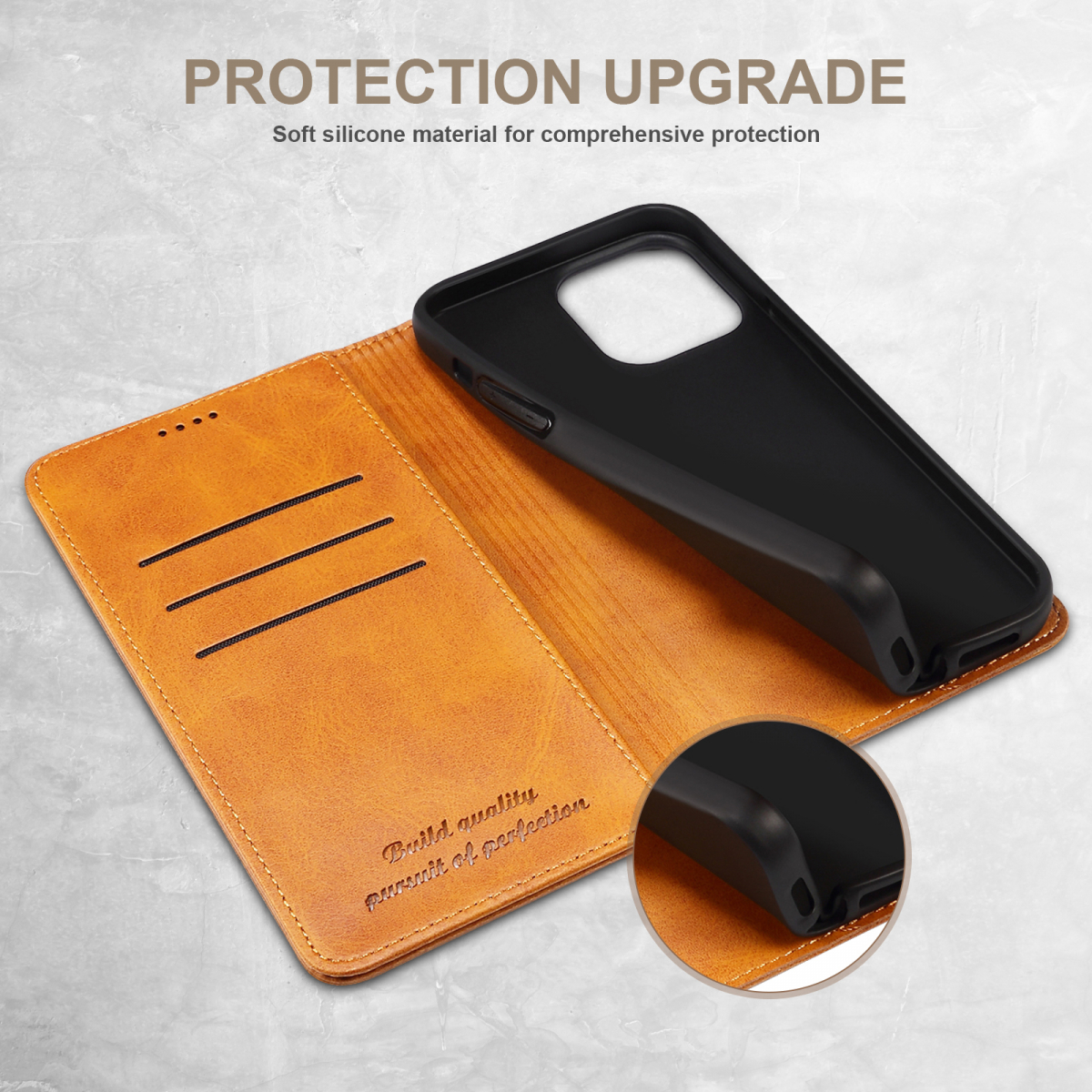 Läderfodral ställ/kortplats till iPhone 15 Pro Max, brun