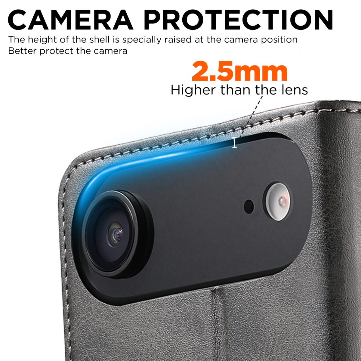 Läderfodral ställ/kortplats till iPhone 17 Air, svart