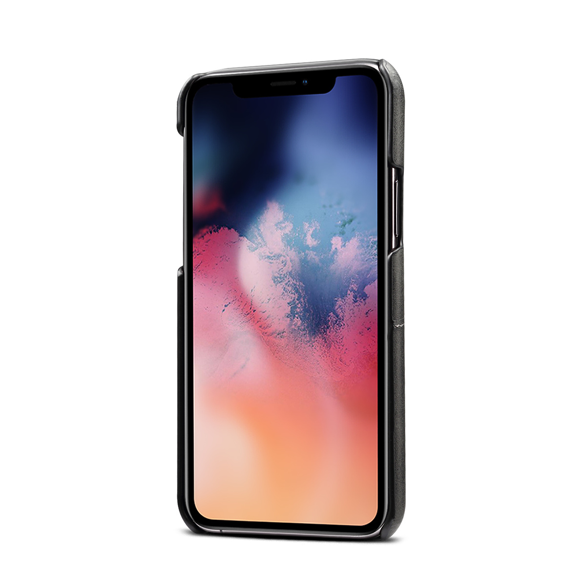 Läderskal med 2 kortplatser till iPhone 11 Pro Max, svart