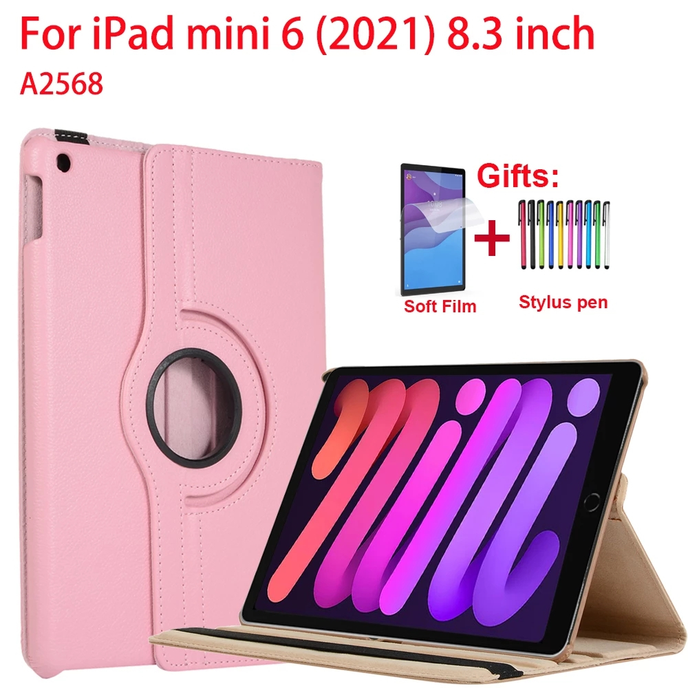 Läderfodral med ställ, iPad Mini 6 (2021), rosa