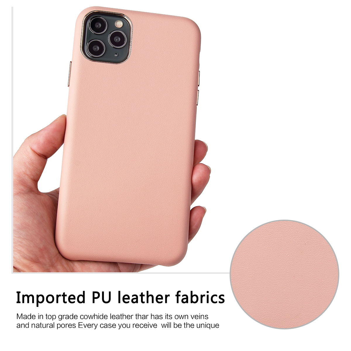 Luxury Slim läderskal till iPhone 11 Pro, rosa