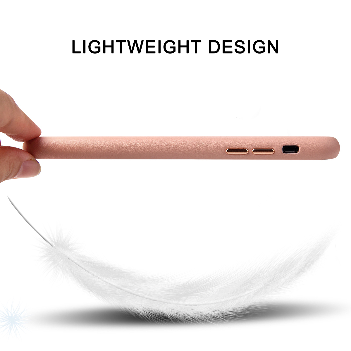 Luxury Slim läderskal till iPhone 6/6S, rosa