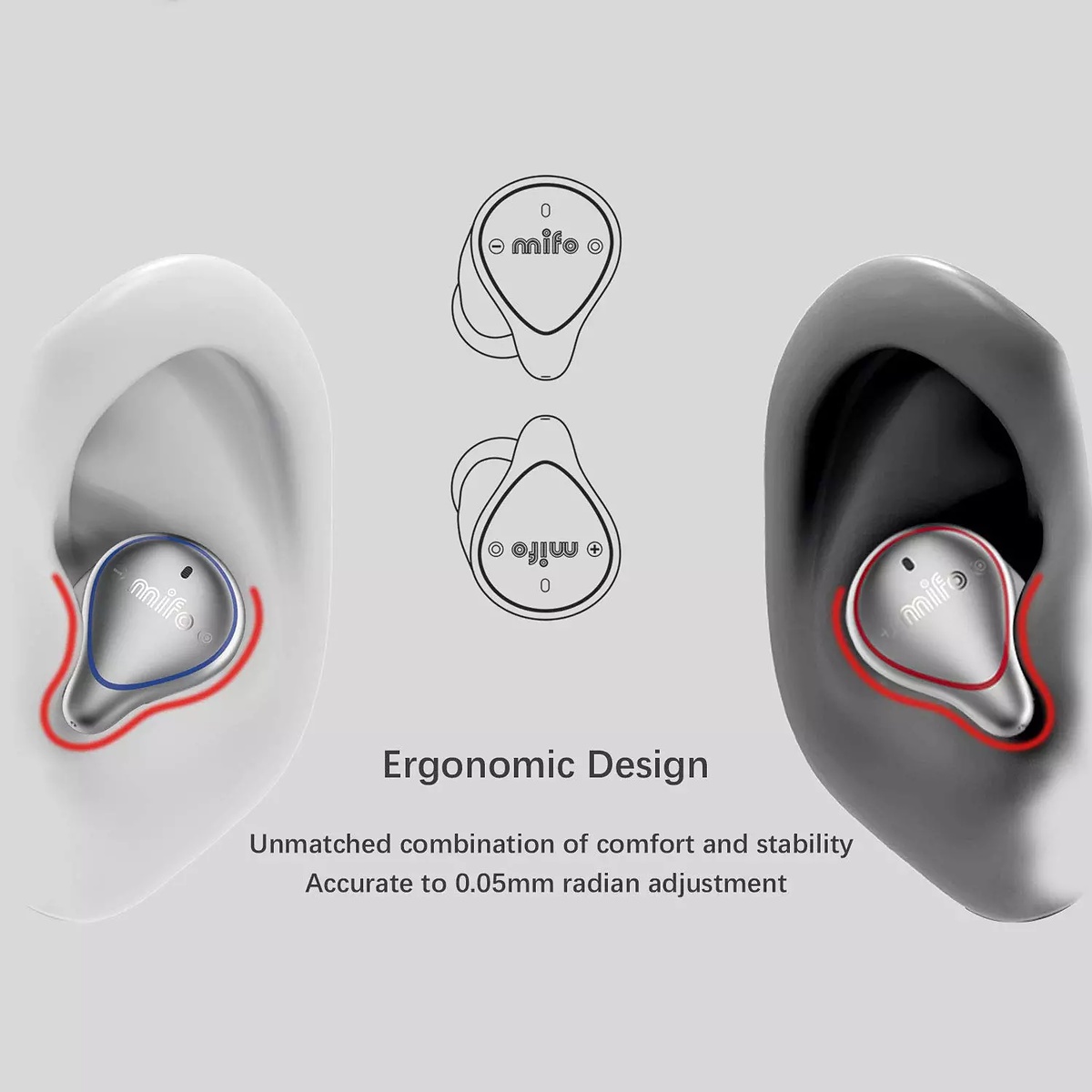 MIFO O5 In-Ear hörlurar, Bluetooth 5.0, Pro version, grå
