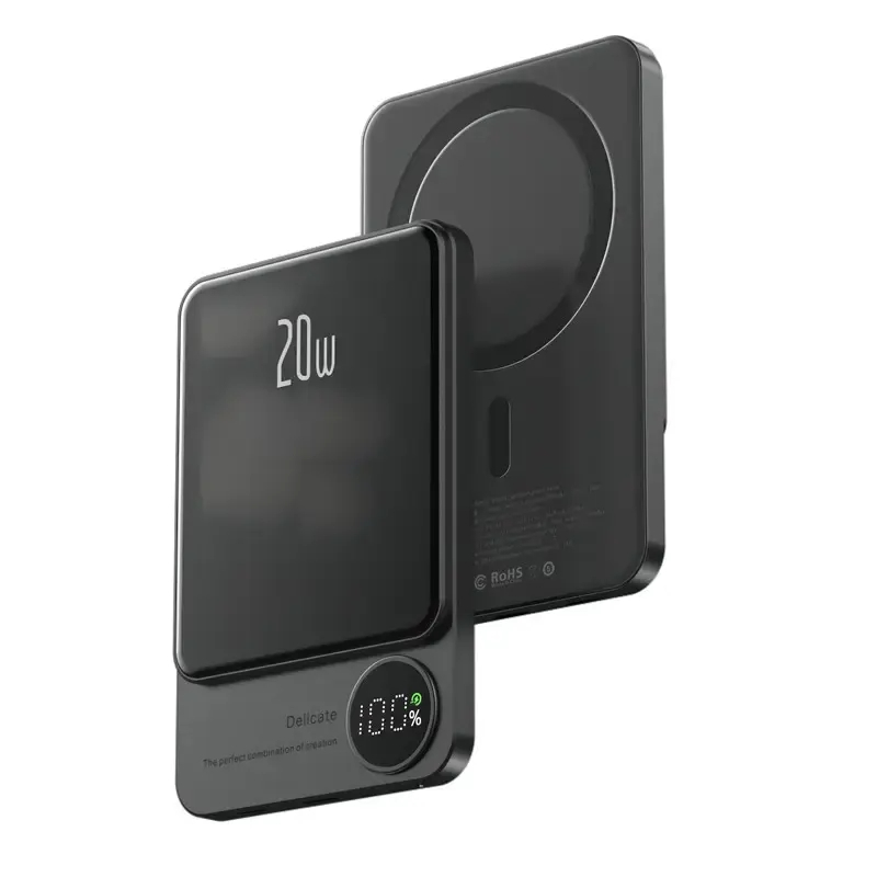 Magnetisk Powerbank med display, PD, 10.000mAh, 20W