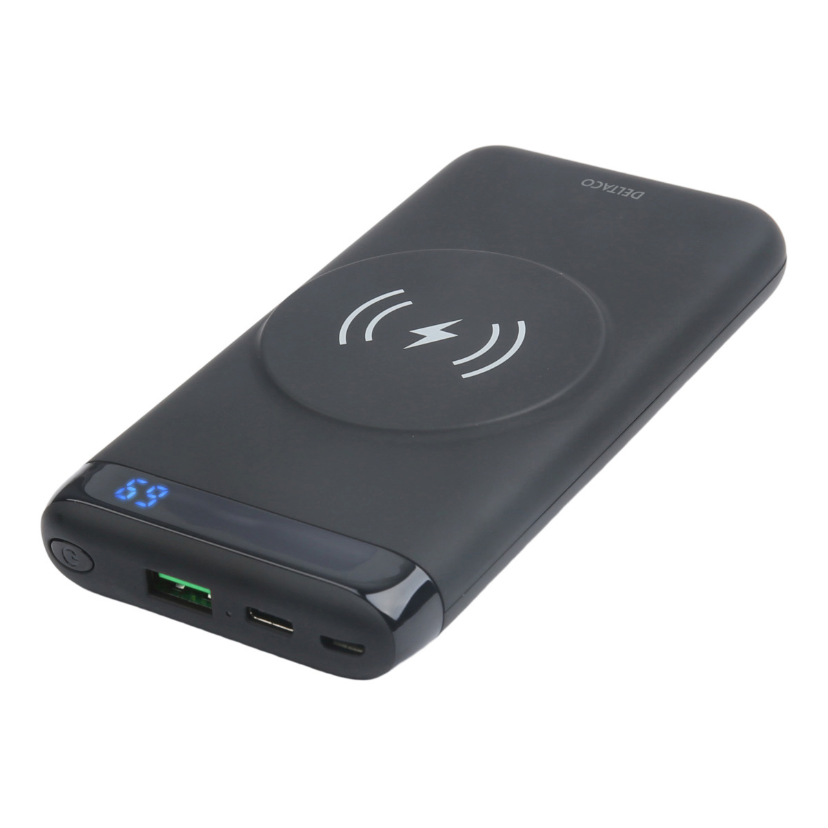 Magnetisk powerbank med display, USB+USB-C, PD, 10 000 mAh, 10W