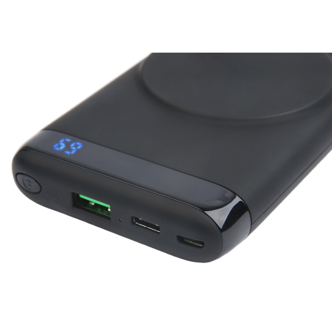 Magnetisk powerbank med display, USB+USB-C, PD, 10 000 mAh, 10W