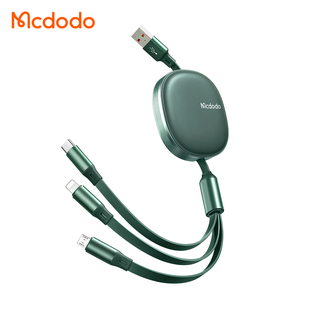 McDodo CA-1201 Upprullad 3-i-1 multikabel, 66W, 6A, 1.2m