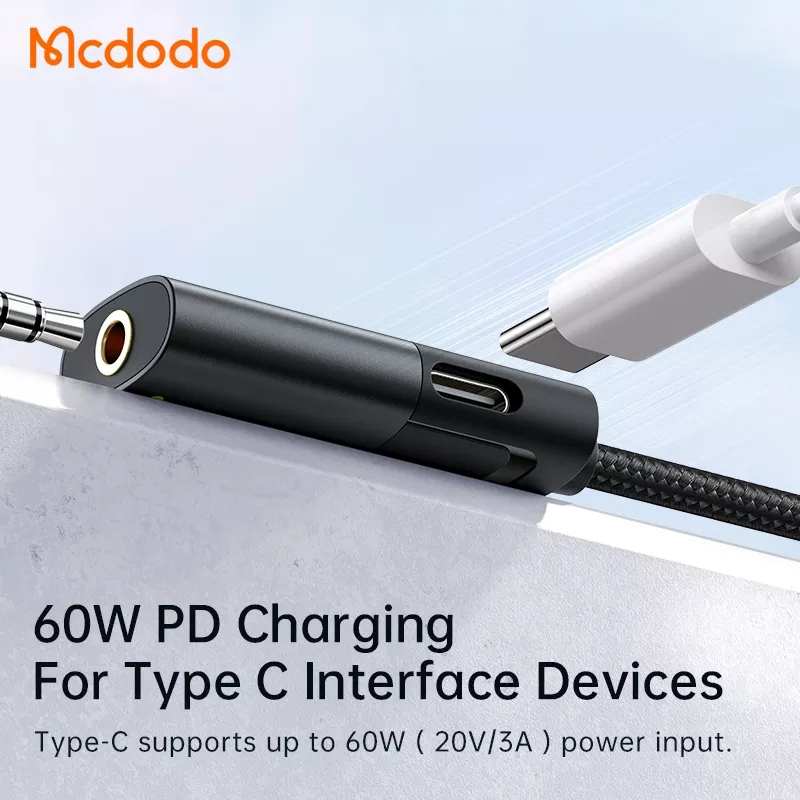 McDodo CA-1880 USB-C till USB-C+3.5mm-adapter, 120mm