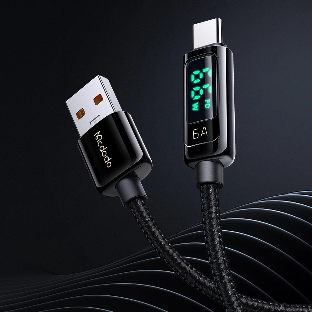 McDodo CA-869 USB-C kabel med LED-display, QC4.0, 6A, 1.2m