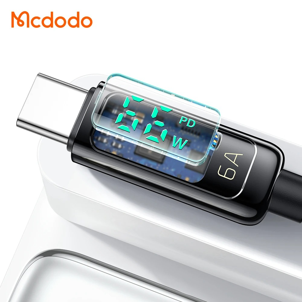 McDodo CA-869 USB-C kabel med LED-display, QC4.0, 6A, 1.2m