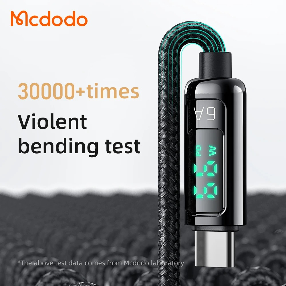 McDodo CA-869 USB-C kabel med LED-display, QC4.0, 6A, 1.2m