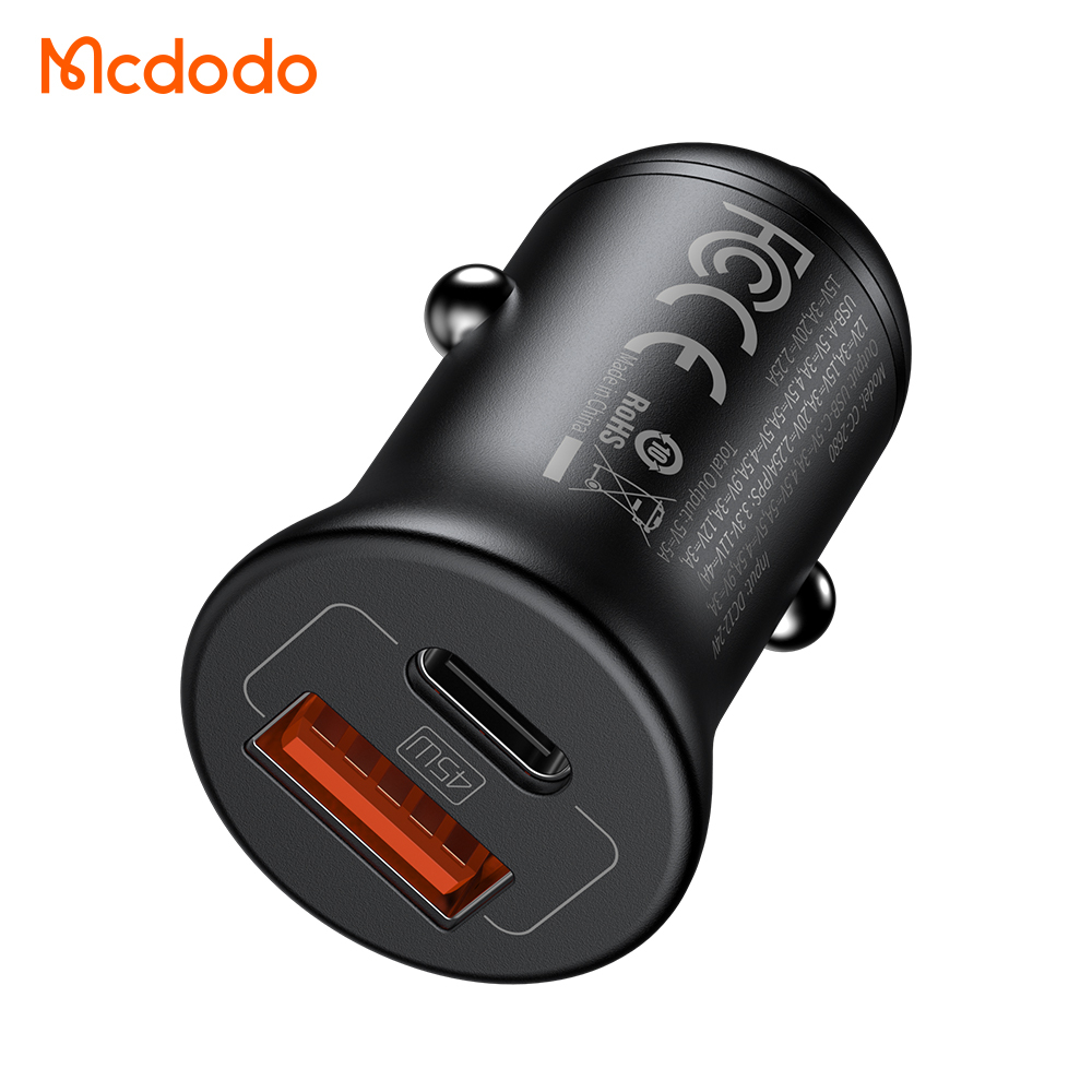 McDodo CC-268 USB+USB-C billaddare, PD, 45W, 5A, svart