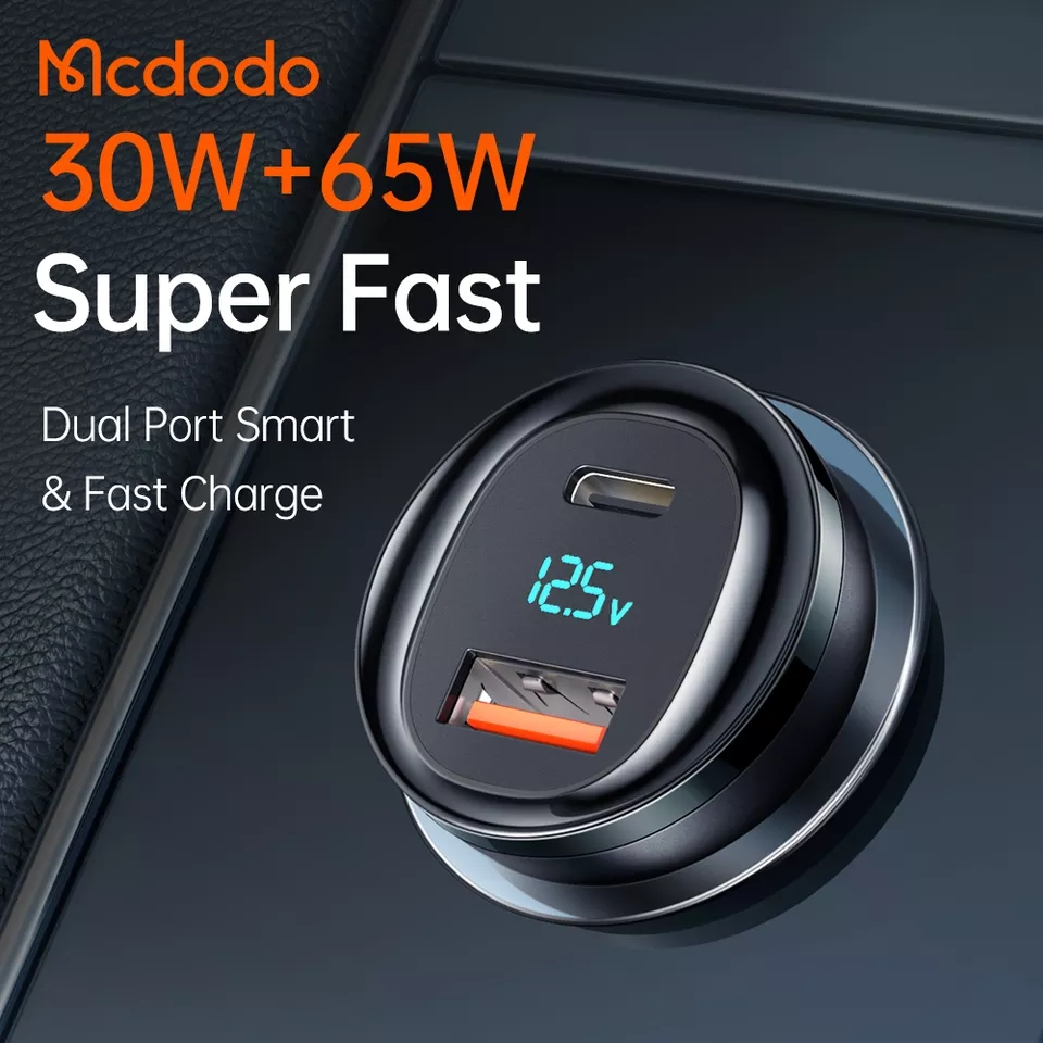 McDodo CC-5670 USB+USB-C Billaddare med LED-display, 95W, 5A
