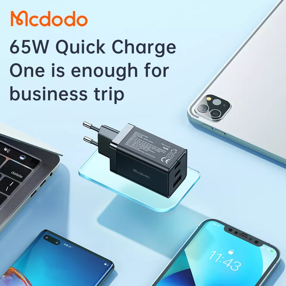 McDodo CH-1540 USB+USB-C GaN 5 Pro väggladdare, 67W, svart