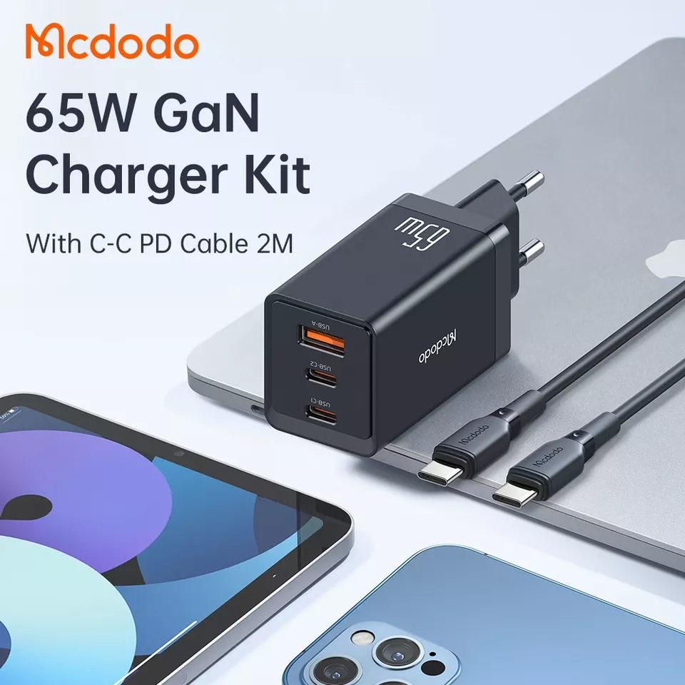 McDodo CH-1542 GaN 5 Pro väggladdade med USB-C kabel, 65W