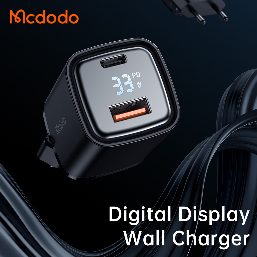 McDodo CH-1701 Väggladdare med display, 33W, svart