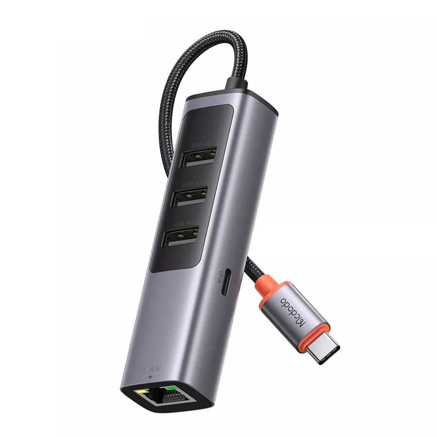 McDodo HU-111 USB-C hubb 3xUSB3.0+USB-C+RJ45, PD,100W