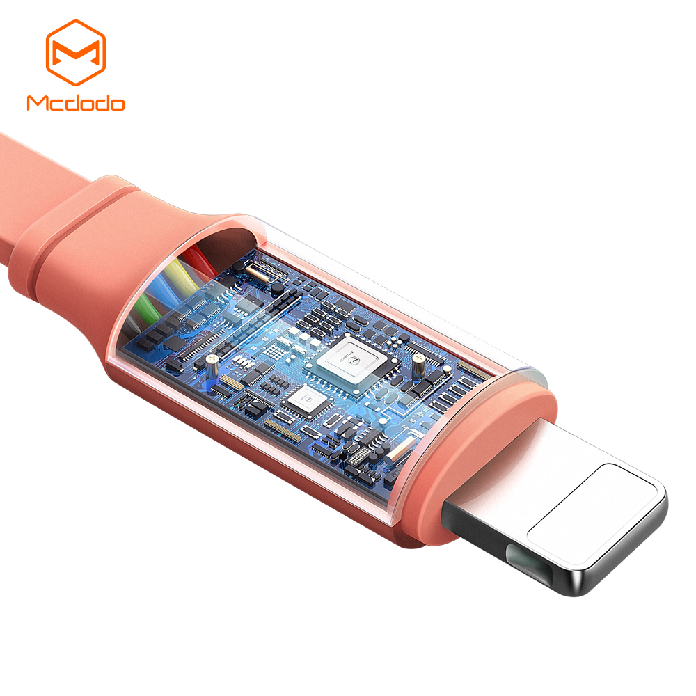 McDodo Upprullad 3-i-1 kabel, USB-C/Lightning/MicroUSB, orange