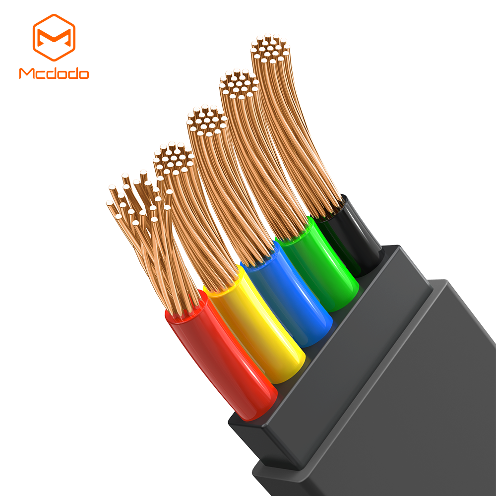 McDodo Upprullad 3-i-1 kabel, USB-C/Lightning/MicroUSB, svart