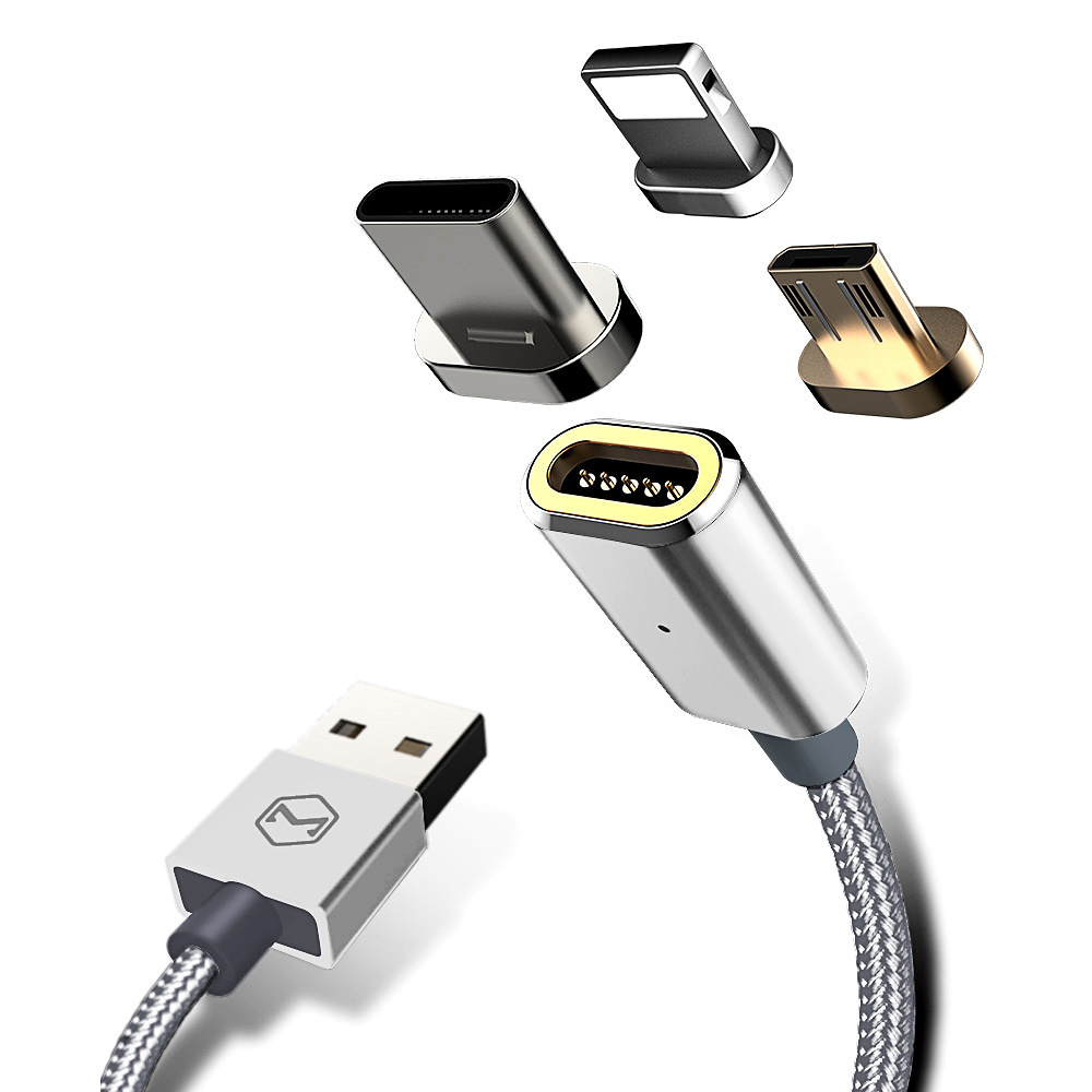 McDodo CA-4320 USB AM till Lightning, Micro och Type-C, 1.2m, silver