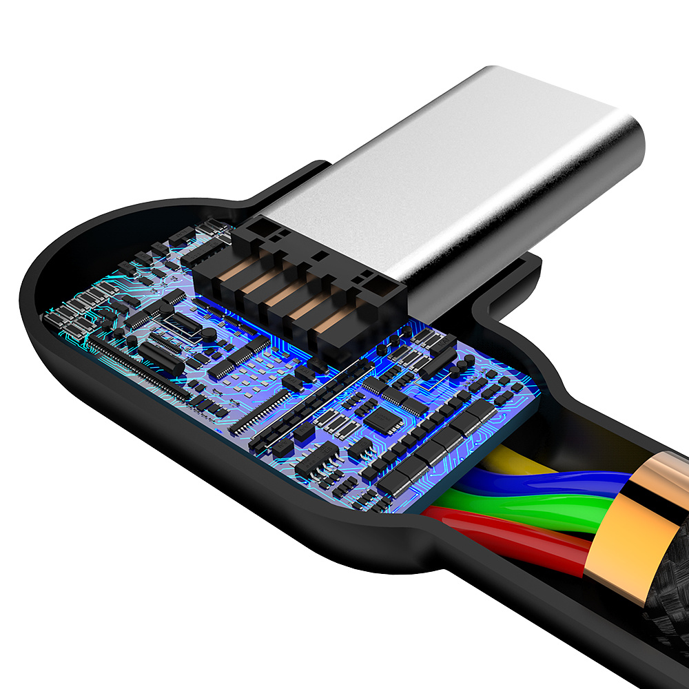 McDodo CA-5283 Vinklad USB-C-kabel, LED, 2A, 3m, svart