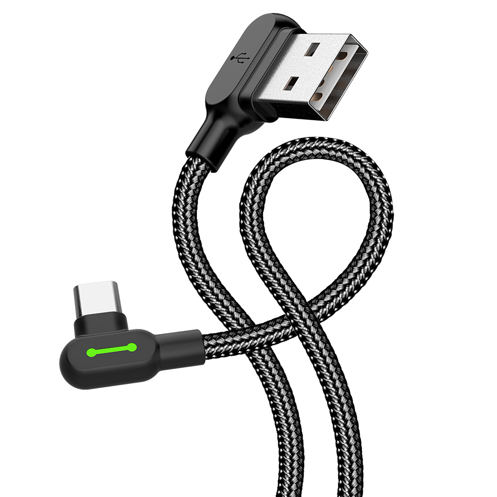 McDodo CA-5283 Vinklad USB-C-kabel, LED, 2A, 3m, svart