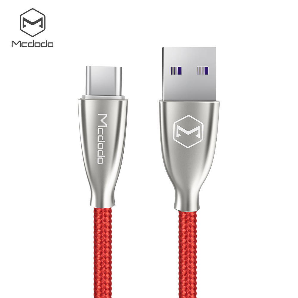 McDodo CA-5427 Excellence USB-C-kabel, LED, 5A, 2m, röd