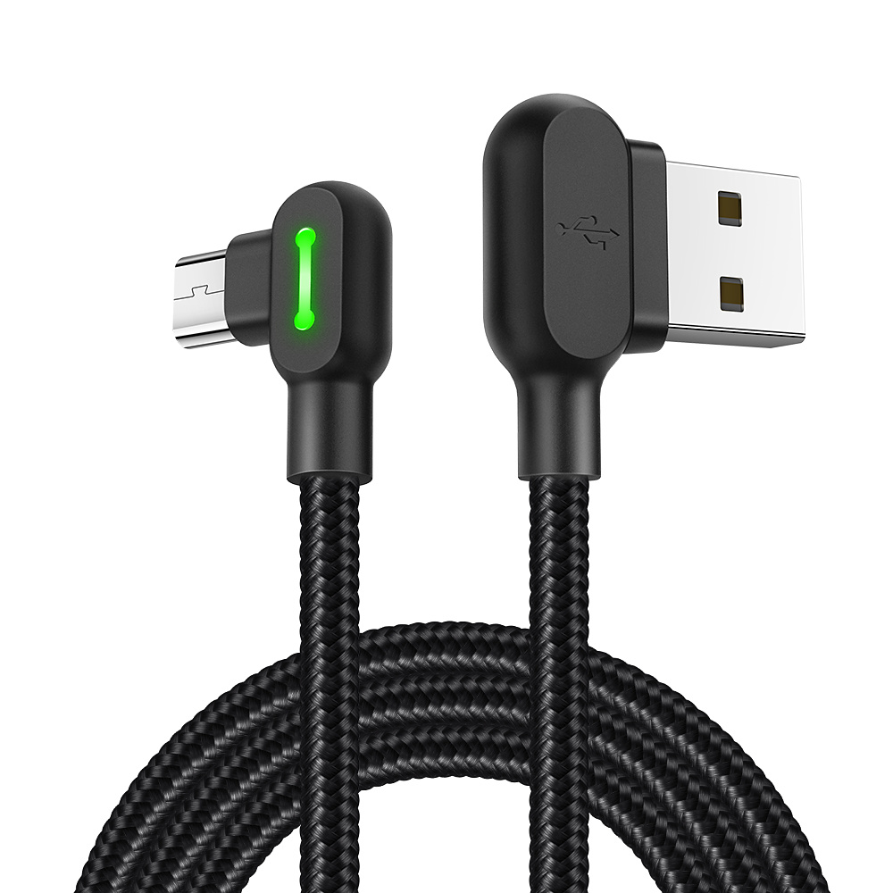 McDodo CA-5770 90° Micro-USB kabel med LED, 0.5m, svart