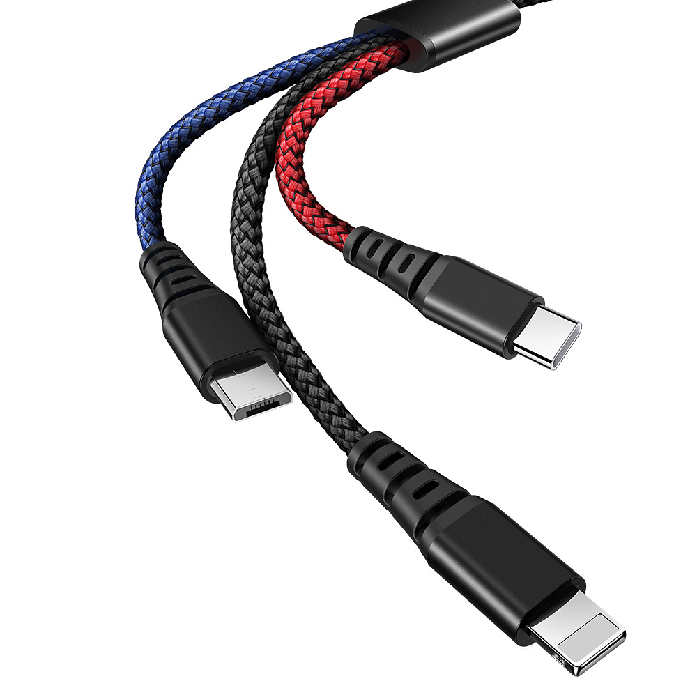 McDodo CA-622 Multiladdare, USB-C+MicroUSB+Lightning, 2.4A, 1.2m