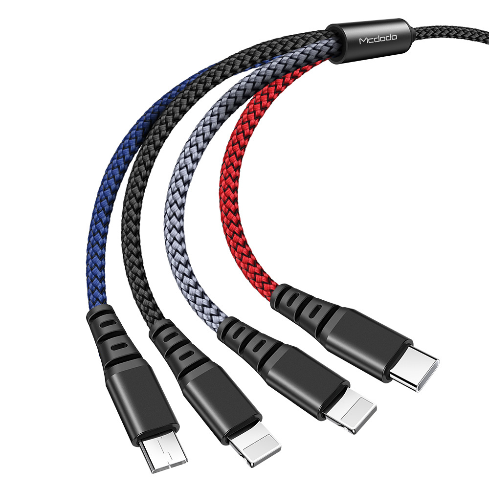 McDodo CA-623 4-i-1 kabel, Lightning/MicroUSB/USB-C, 2.4A, 1.2m