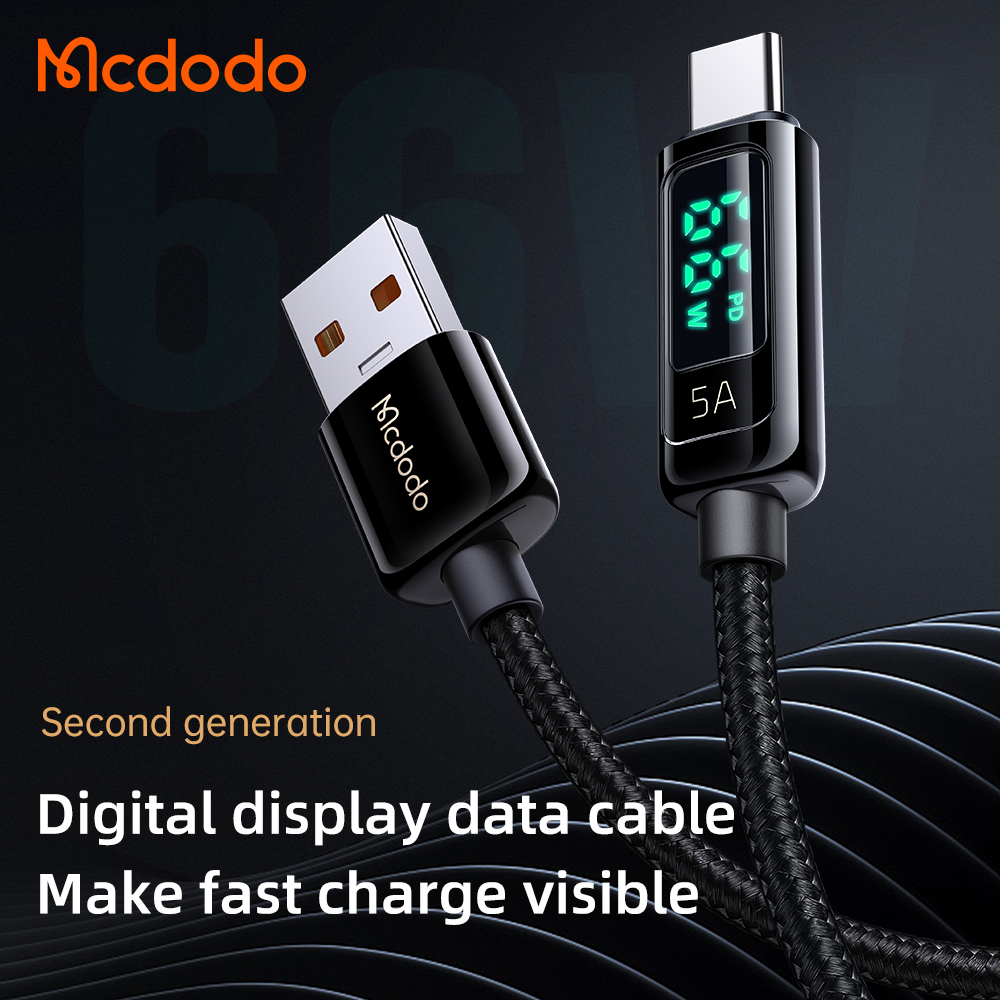 McDodo CA-869 USB-C kabel med LED-display, QC4.0, 5A, 1.2m