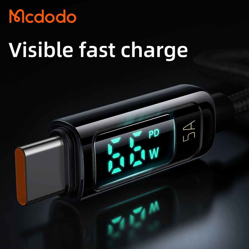 McDodo CA-869 USB-C kabel med LED-display, QC4.0, 5A, 1.2m