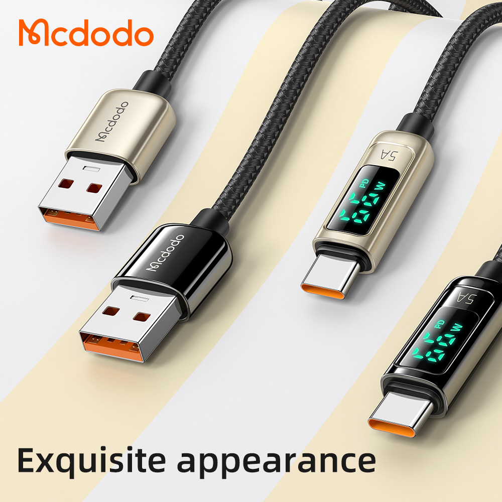 McDodo CA-869 USB-C kabel med LED-display, QC4.0, 5A, 1.2m