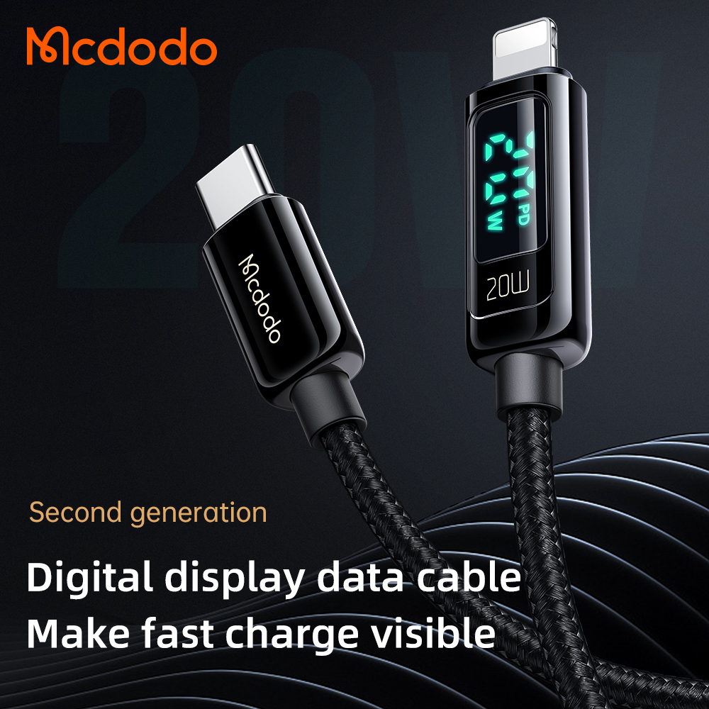 McDodo CA-881 USB-C-Lightning-kabel, LED-display, QC4.0,5A,1.2m