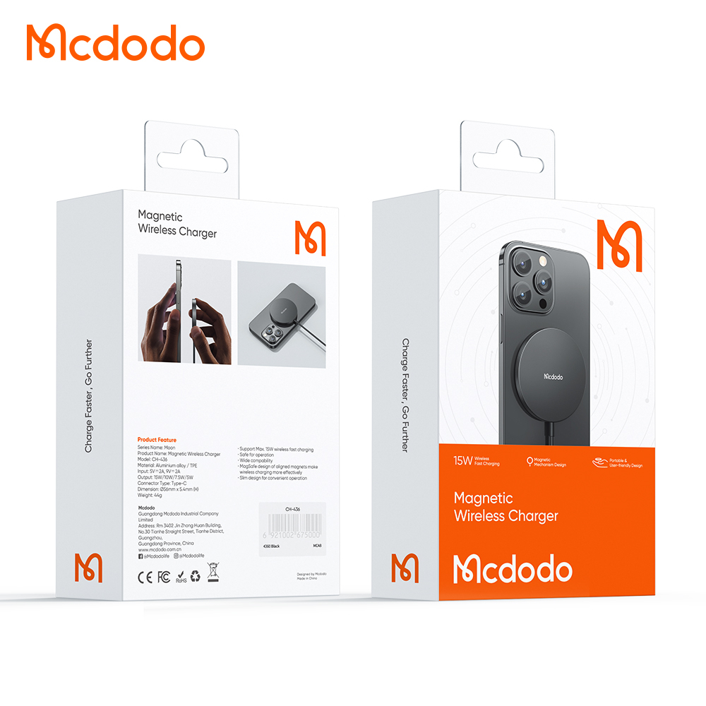 Mcdodo CH-4360 trådlös laddare, 15W, svart