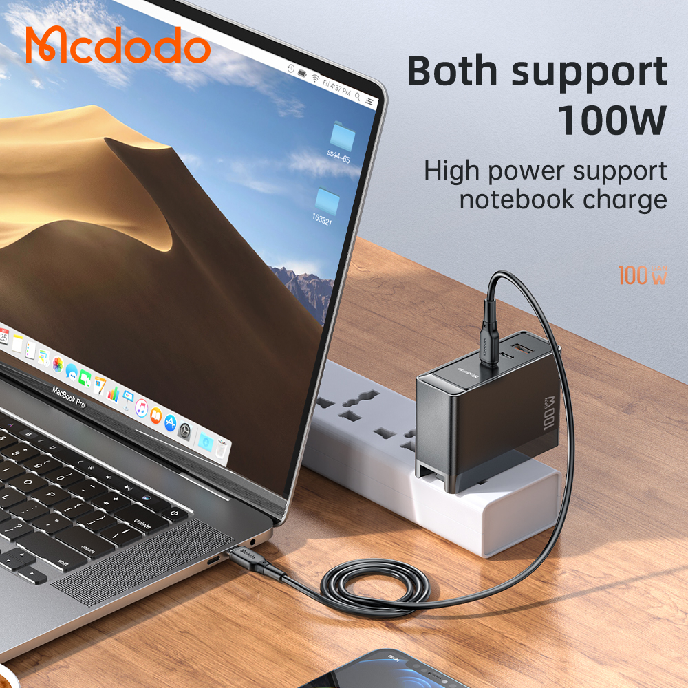 McDodo CH-8101 USB-C+USB GaN väggladdare 100W, EU, svart