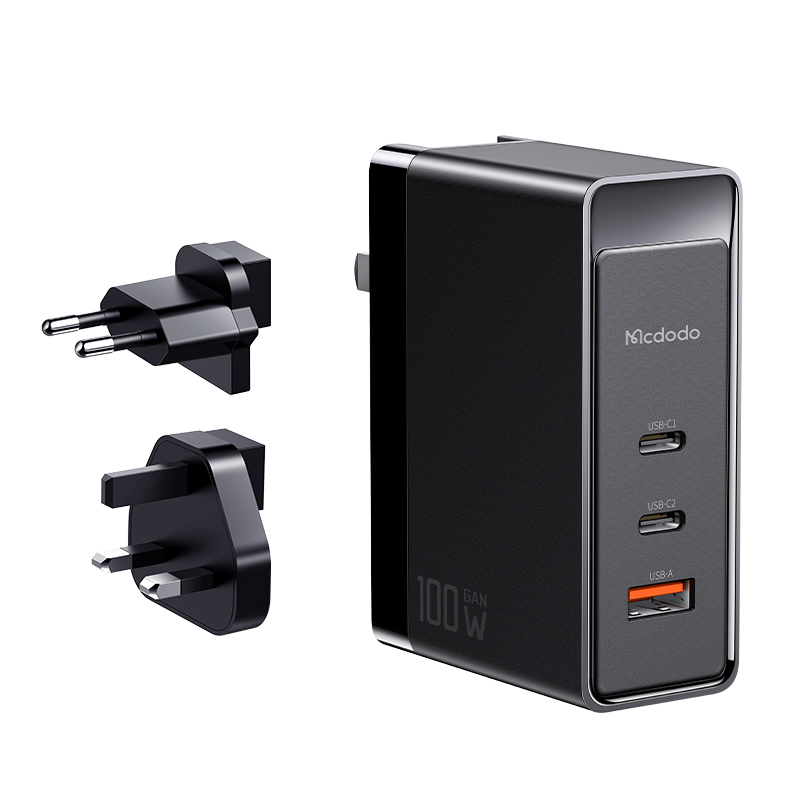 McDodo CH-8101 USB-C+USB GaN väggladdare 100W, EU, svart