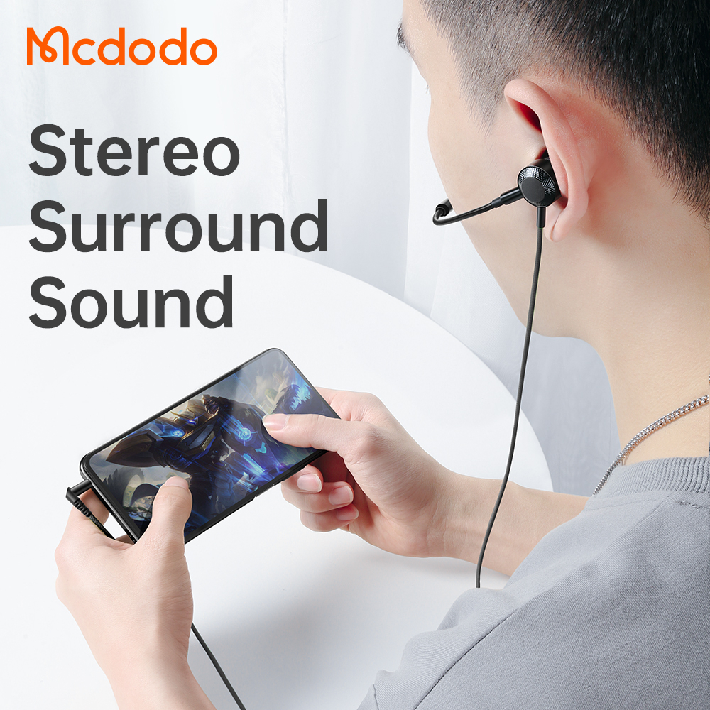 McDodo HP-1330 3.5mm In Ear gaminghörlurar, 2 mikrofoner, 1.2m