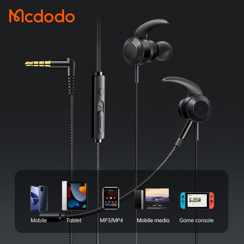 McDodo HP-1330 3.5mm In Ear gaminghörlurar, 2 mikrofoner, 1.2m