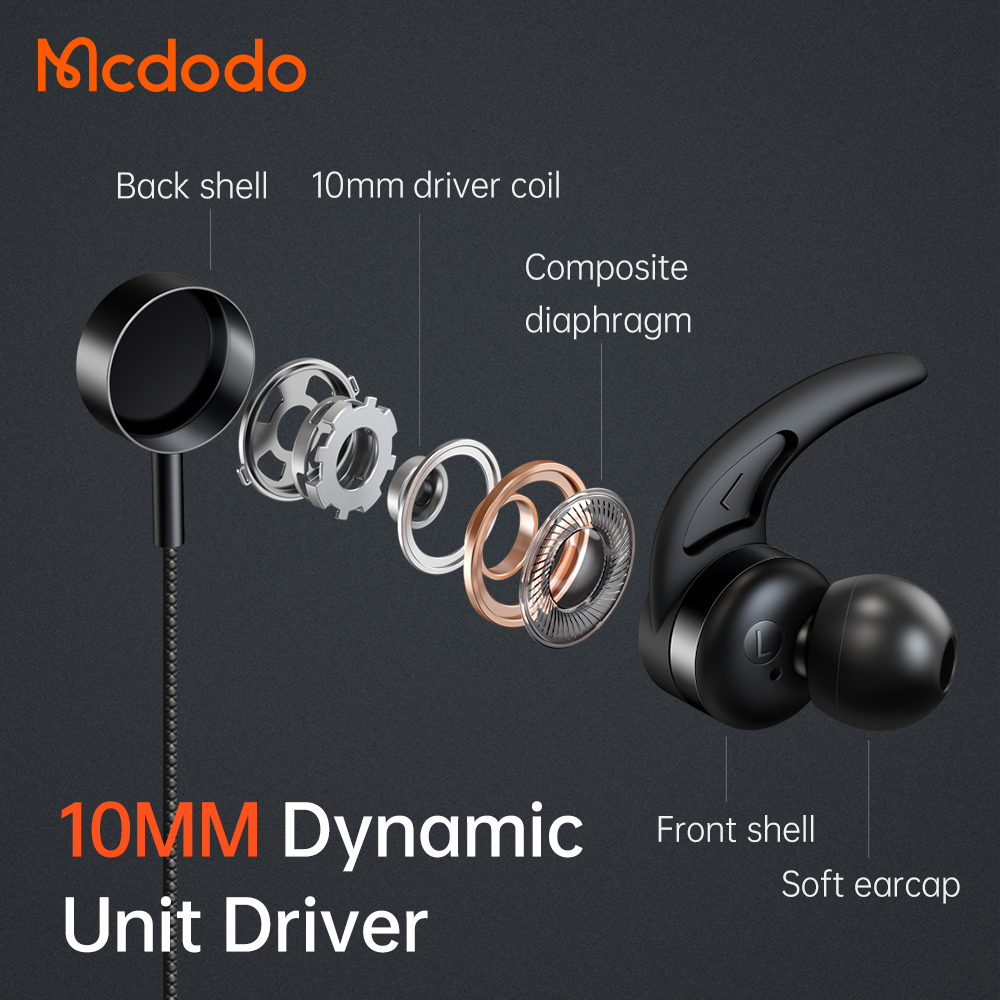 McDodo HP-1340 USB-C In Ear gaminghörlurar, 2 mikrofoner, 1.2m