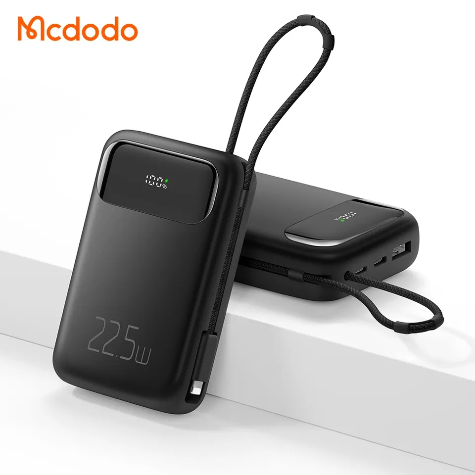 McDodo MC-3253 USB+USB-C powerbank med ögla, 10 000mAh